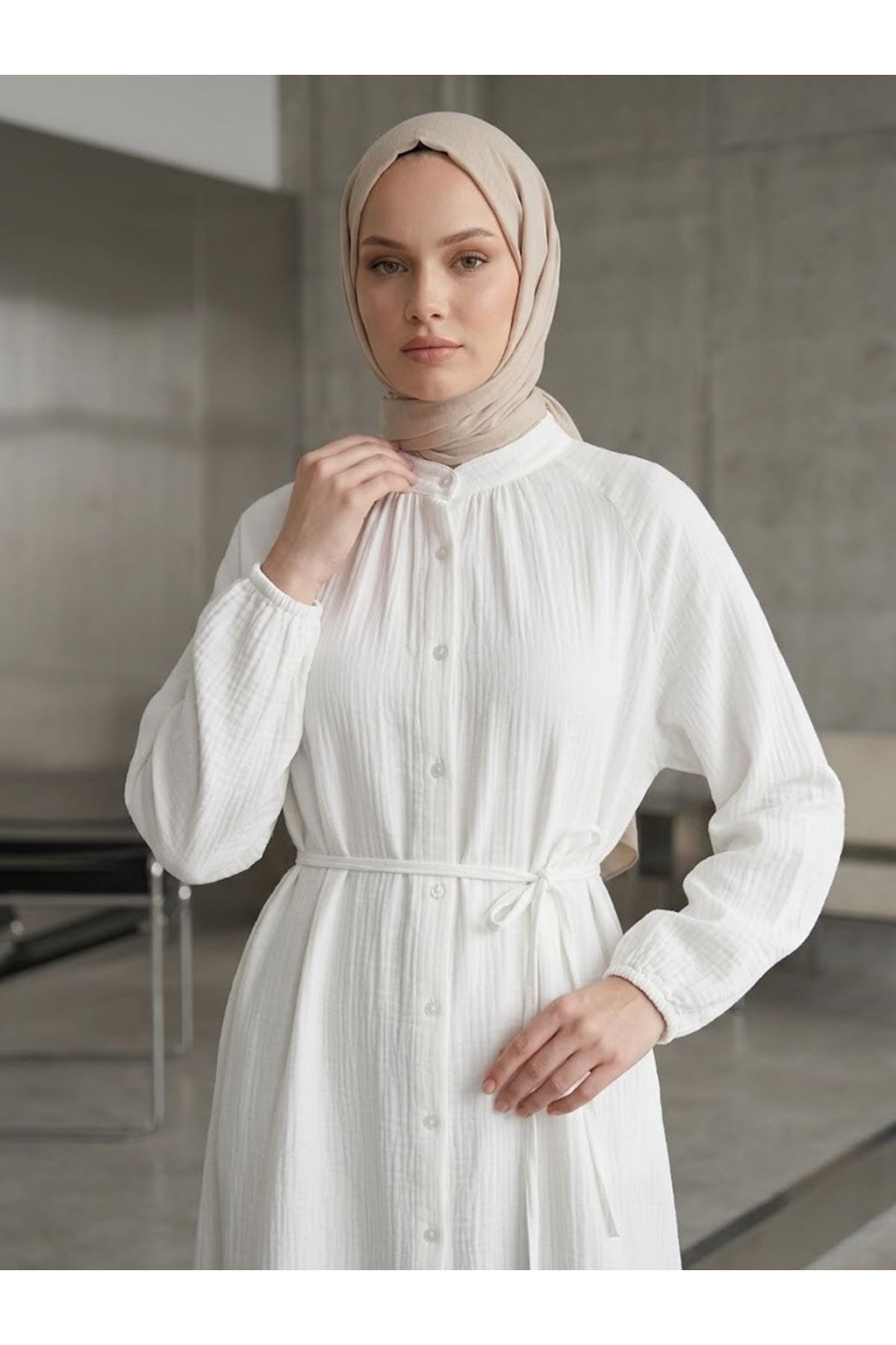 Tunik Uzun-Ekru