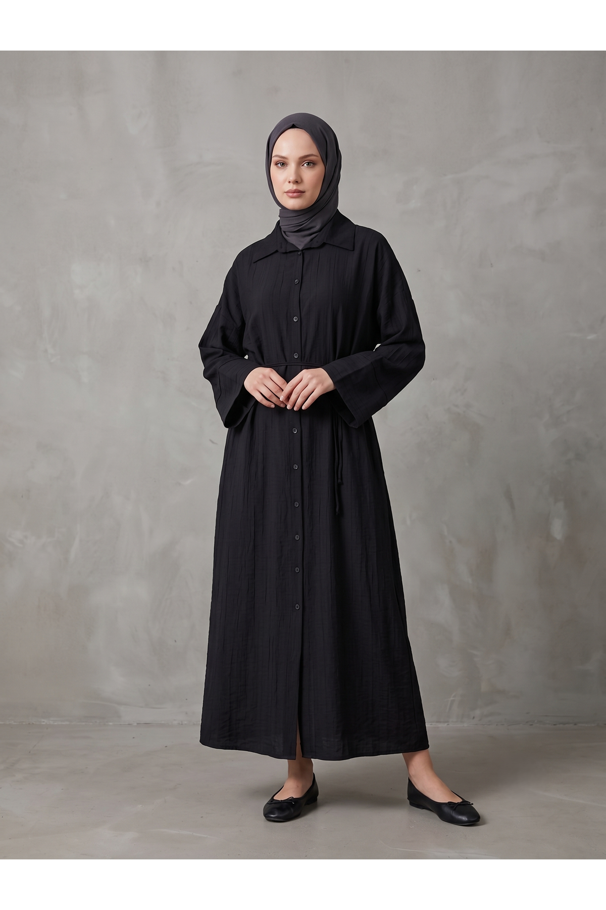 Pat Detay Elbise-Siyah