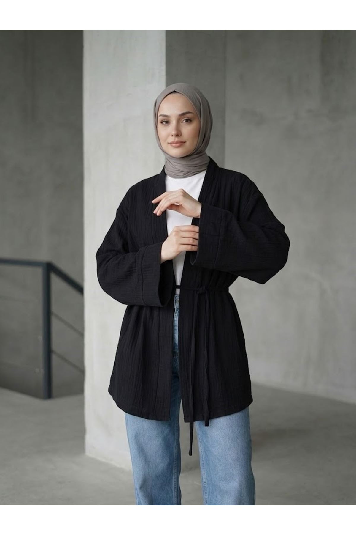 Müslin Kimono-Siyah