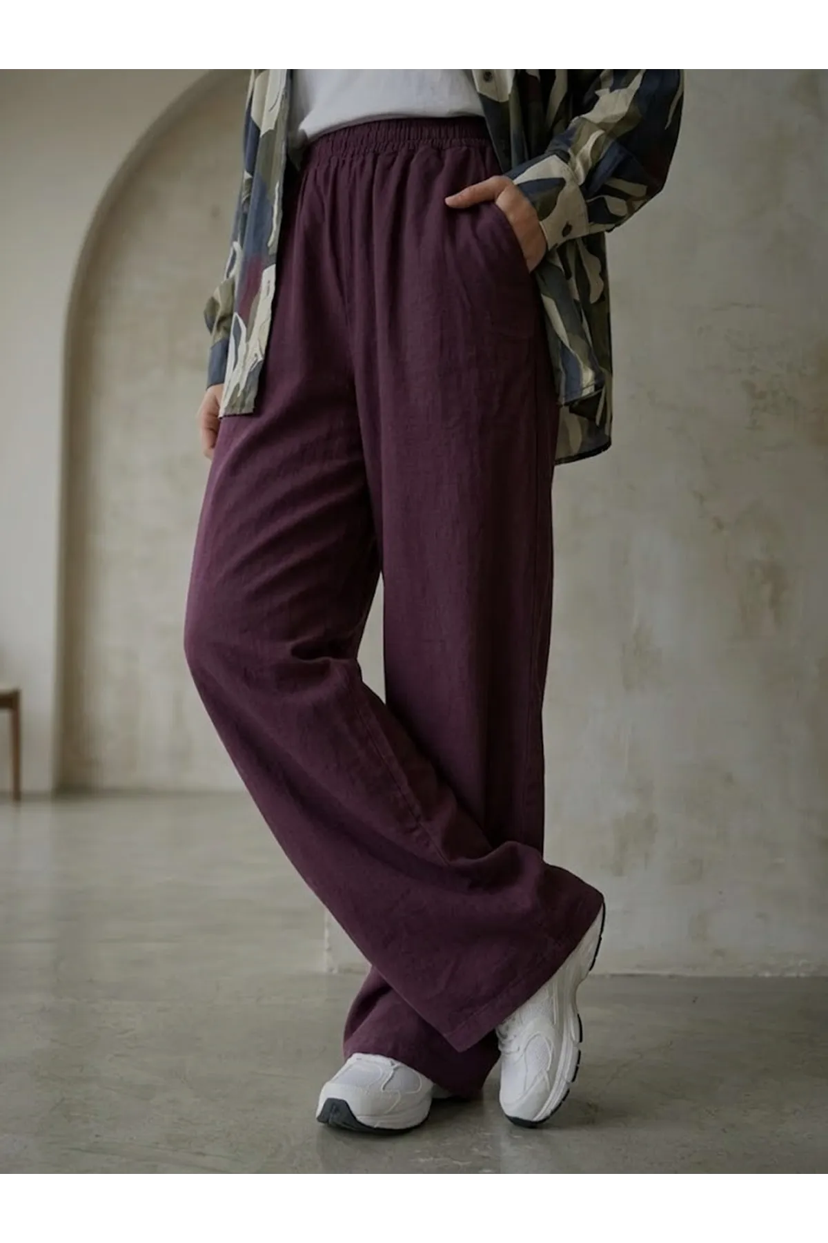 Cepli Yıkamalı Pantolon-Bordo