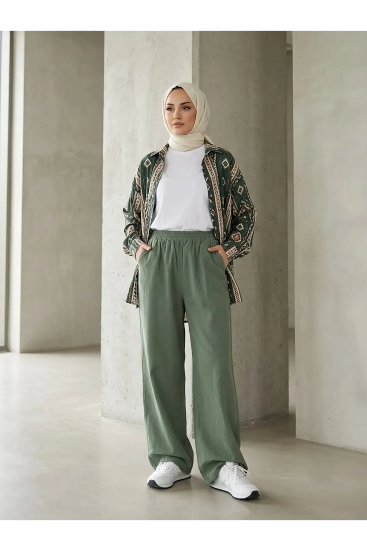Cepli Yıkamalı Pantolon-Haki