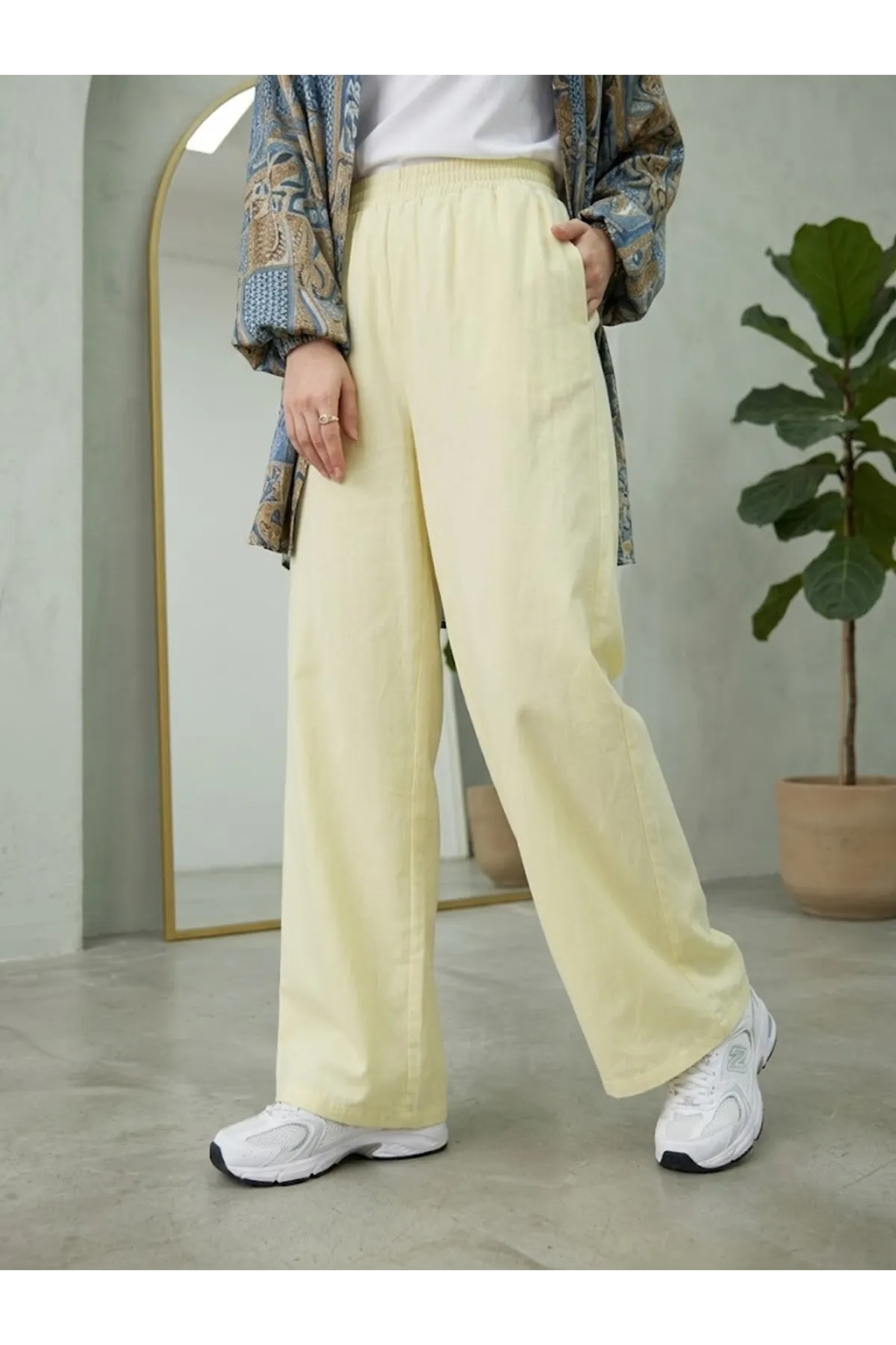 Cepli Yıkamalı Pantolon-Sarı