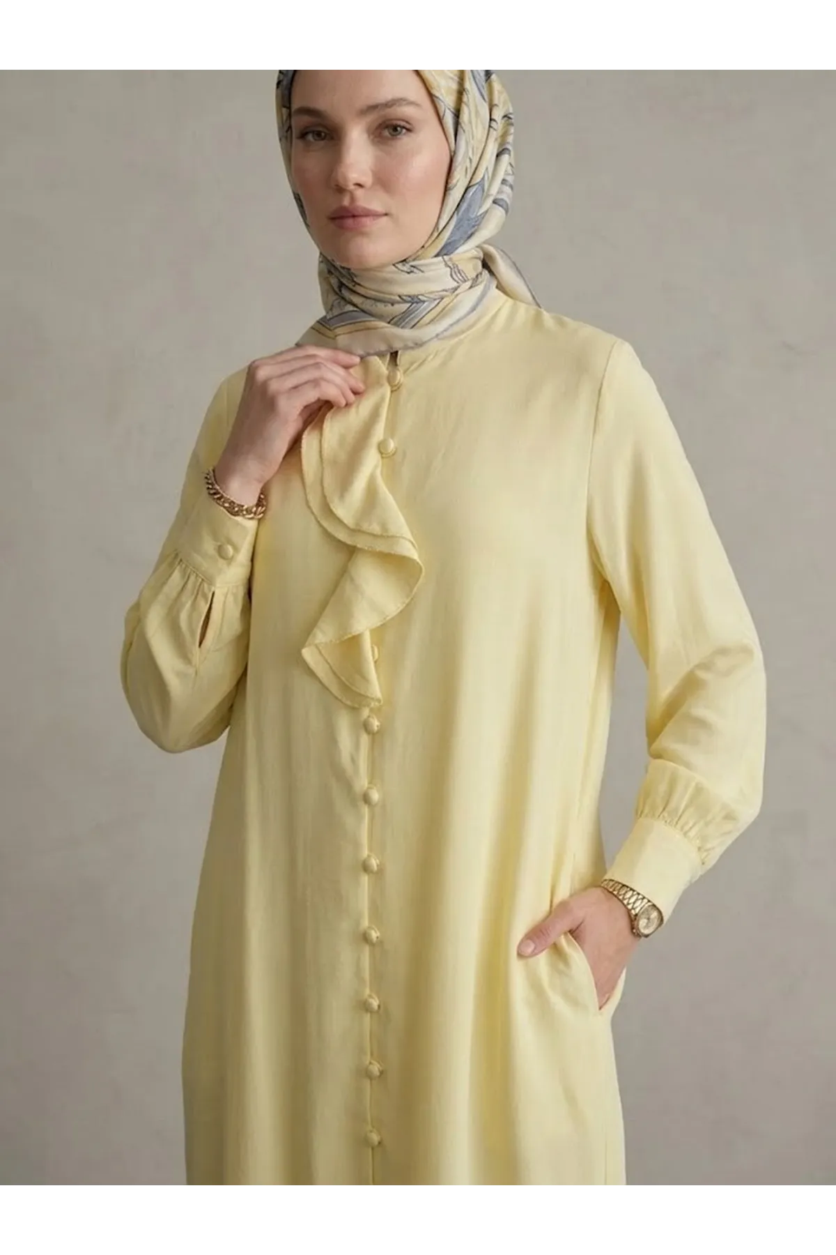 Biritli Pantolonlu Takım-Sarı