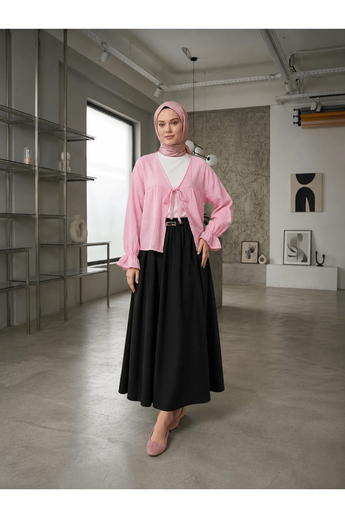 Kemerli Dubai Etek-Siyah
