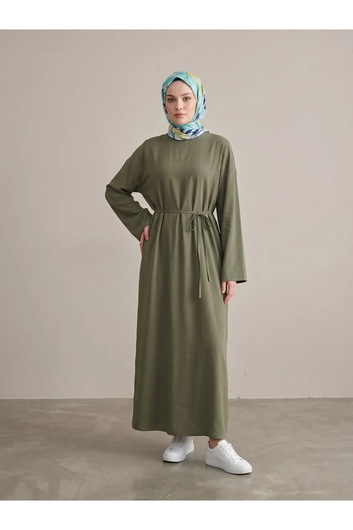 Modal Slop Elbise-Haki