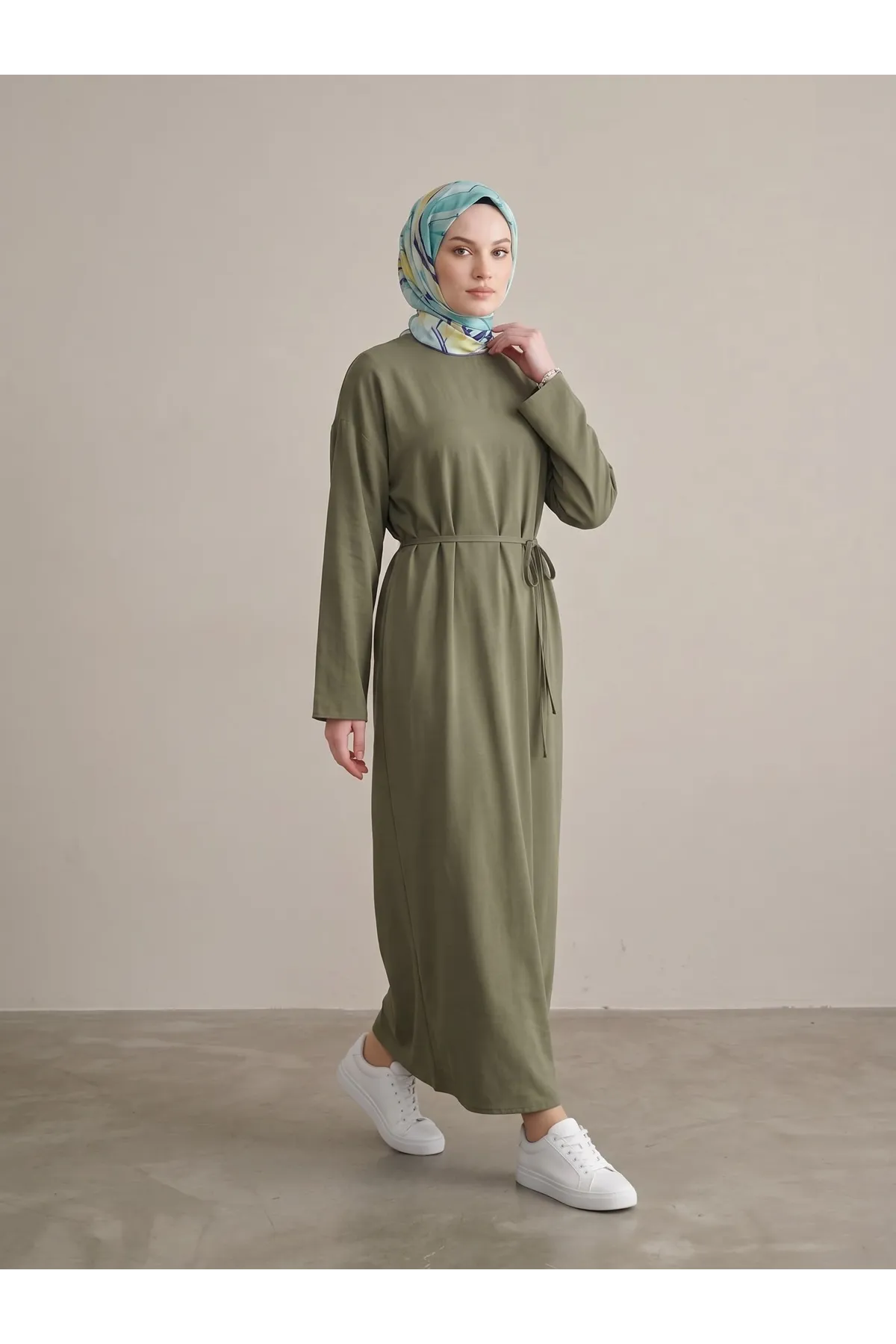 Modal Slop Elbise-Haki