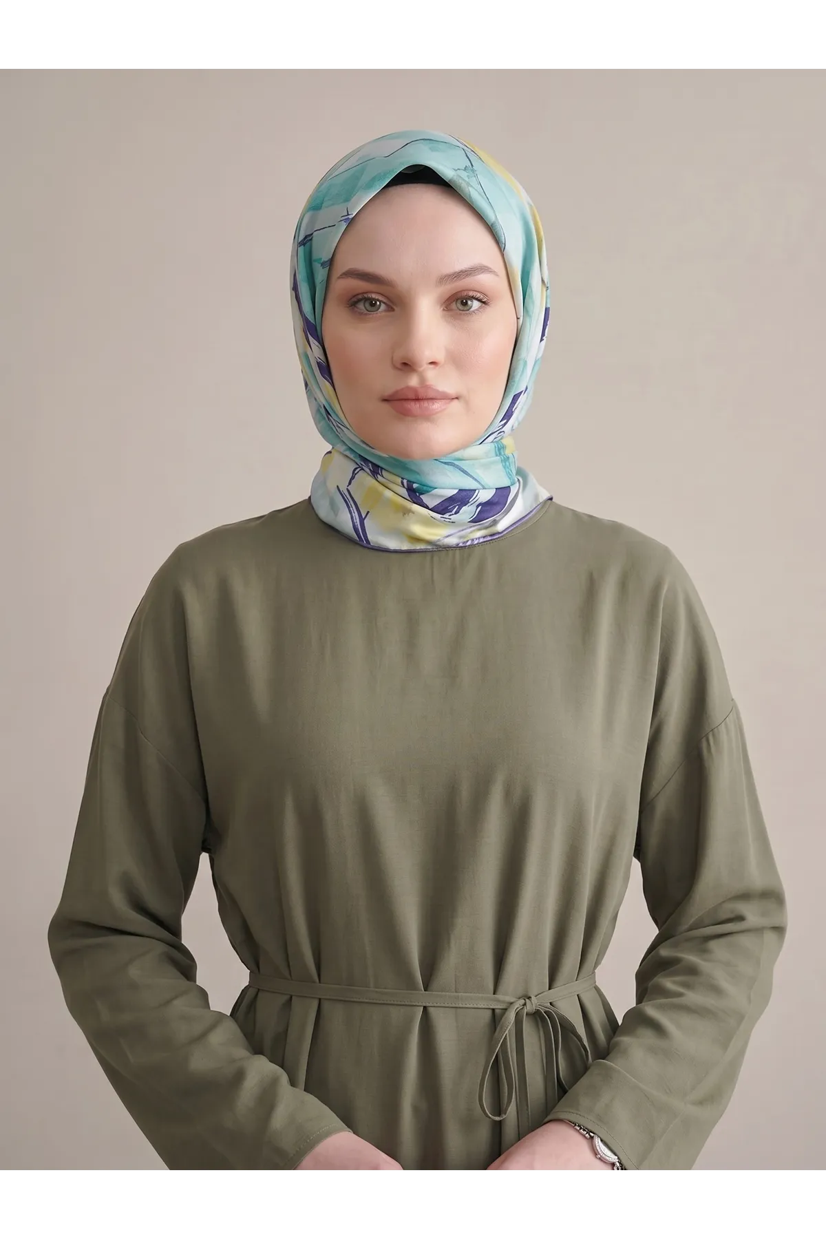 Modal Slop Elbise-Haki