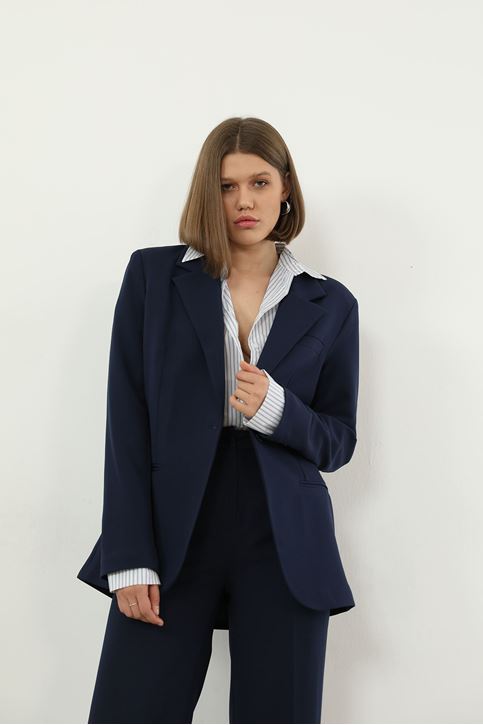 Retro Palazzo Takım-Lacivert