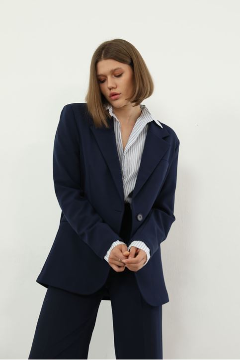 Retro Palazzo Takım-Lacivert