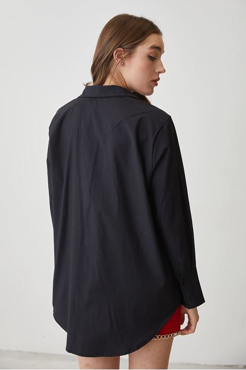 Oversize Gömlek-Siyah