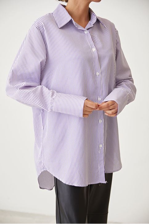 Çizgili Gömlek-Lila
