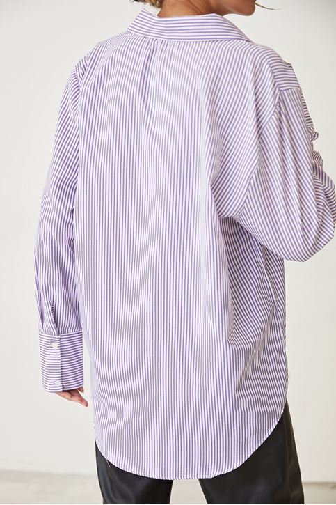 Çizgili Gömlek-Lila