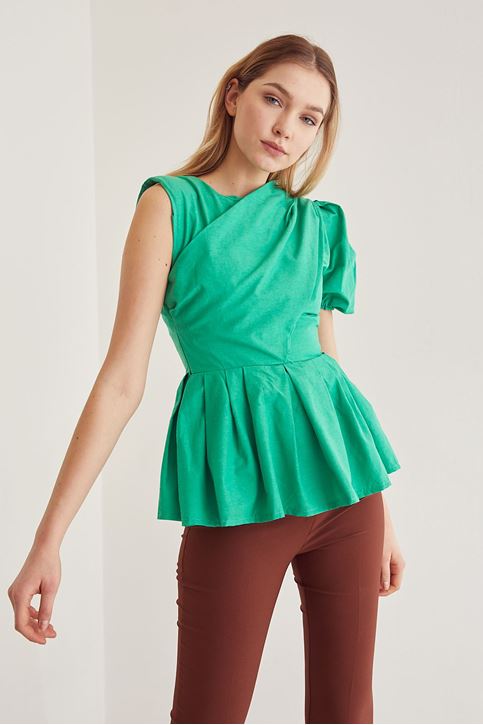 Tek Omuz Bluz-Yeşil