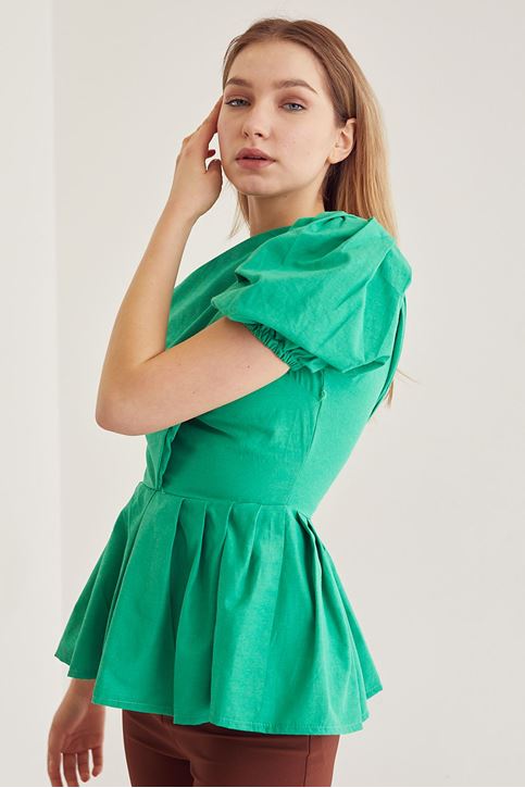 Tek Omuz Bluz-Yeşil