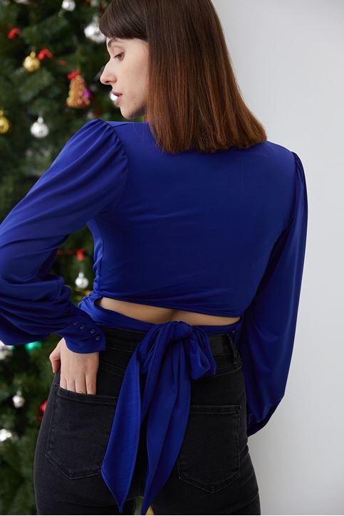 Bel Bağlamalı Bluz-Saks