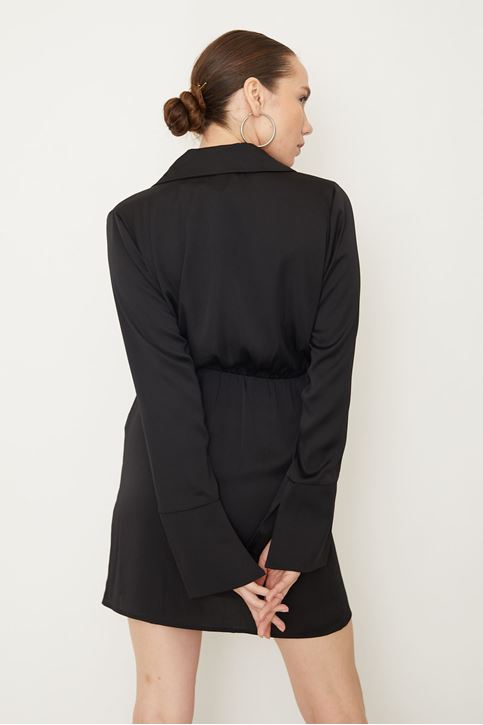 Kol Manşetli Elbise-Siyah