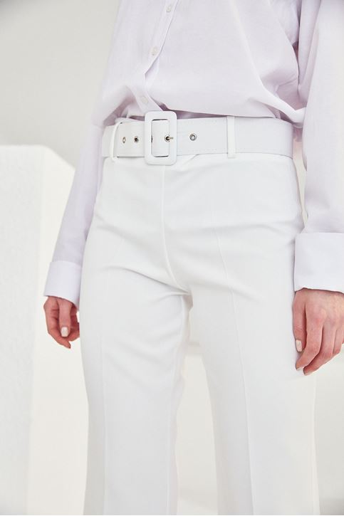 İspanyol Paça Dabıl Pantolon-Ekru