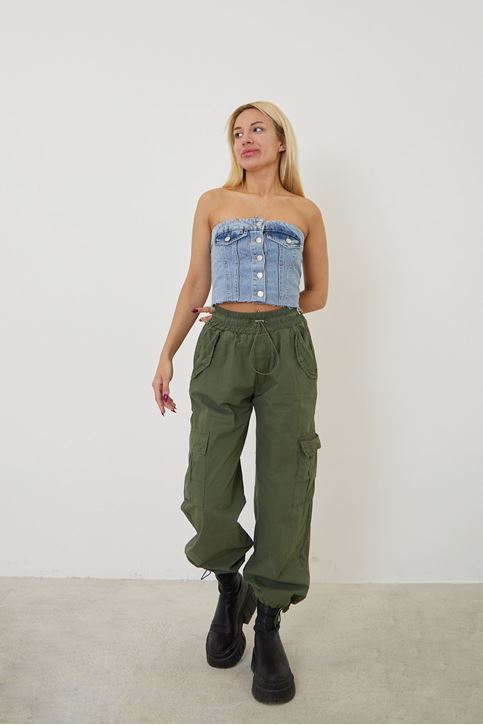 Kargo Cep Paraşüt Pantolon-Haki