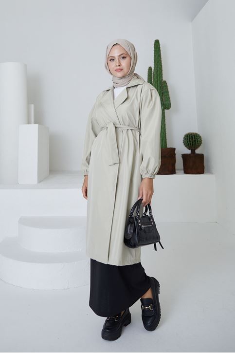 Kuşaklı Trençkot-Bej