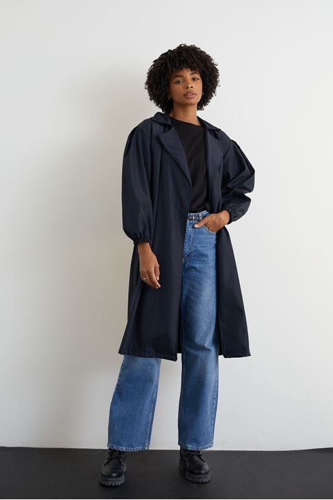 Kuşaklı Trençkot-Lacivert