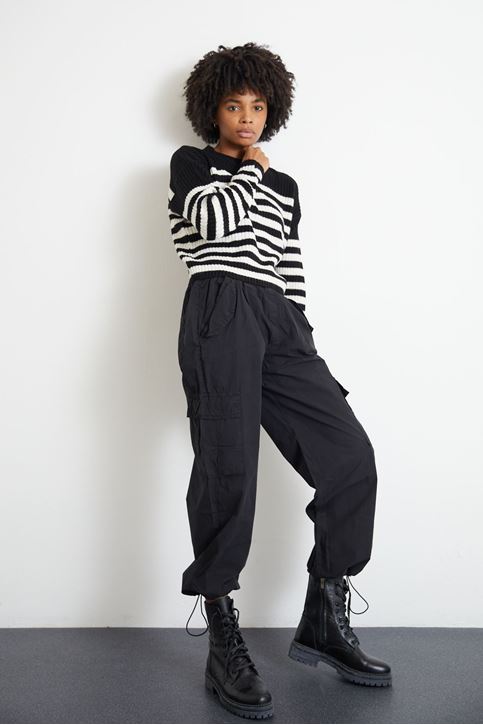 Kargo Cep Paraşüt Pantolon-Siyah