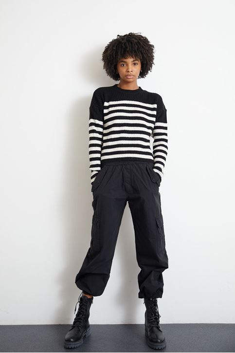 Kargo Cep Paraşüt Pantolon-Siyah