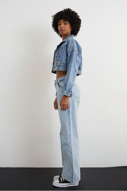 Wide Leg Jean-Buz rengi