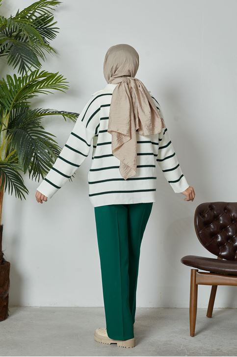 Retro Palazzo Pantolon-Zümrüt Yeşili