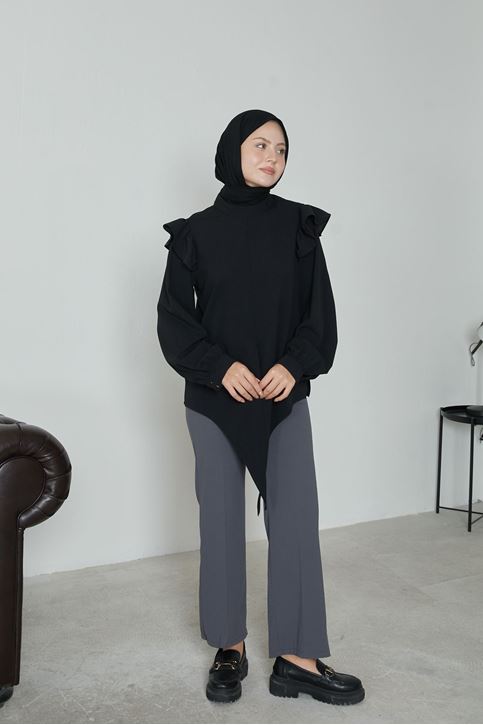 Düğmeli Pantolon-Gri