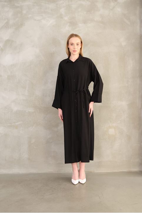 Pat Detay Elbise-Siyah