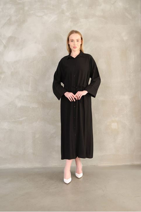 Pat Detay Elbise-Siyah