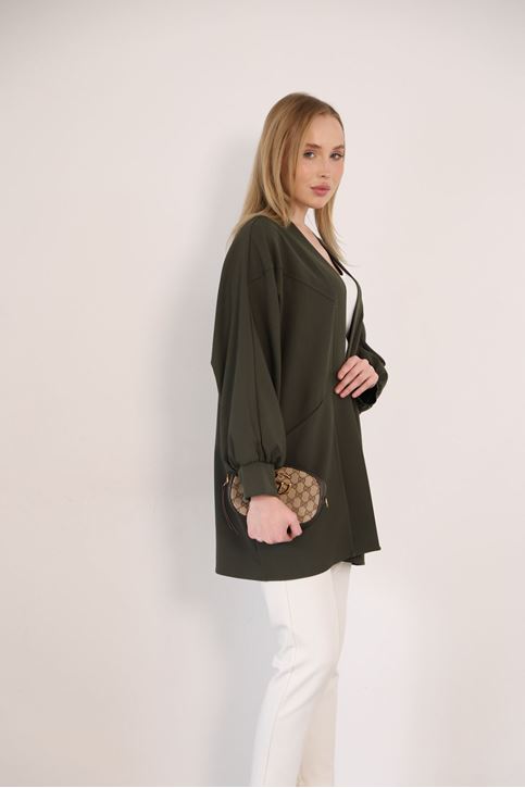 Cep Detay Atlas Hırka-Haki