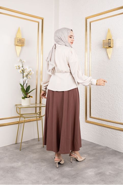 Bel Büzgülü Tunik-Taş