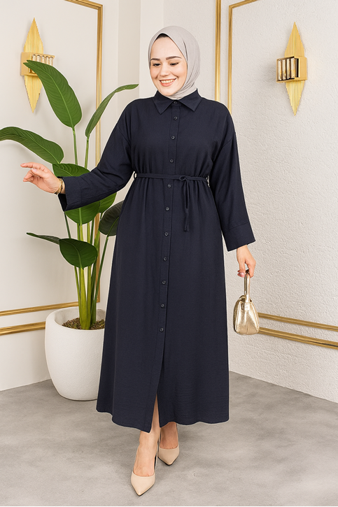 Pat Detay Elbise-Lacivert