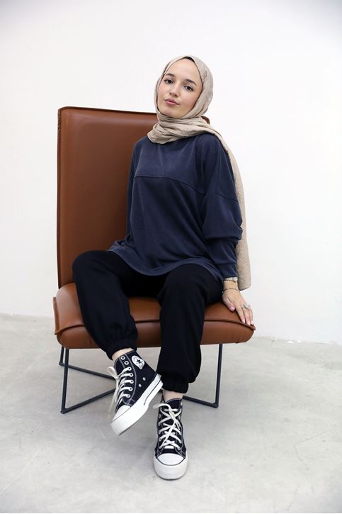 Ön Roba Detay Pike Tunik-Lacivert