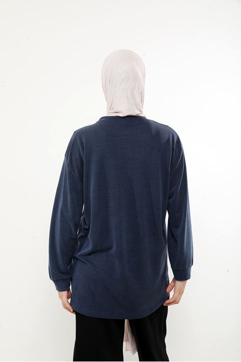 Ön Parçalı Pike Tunik-Lacivert