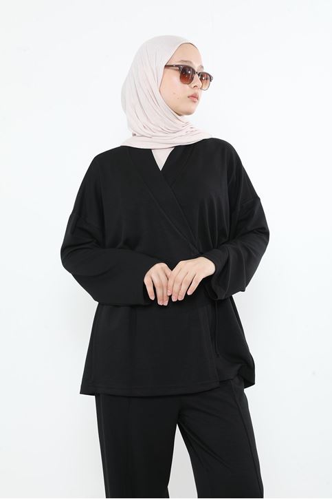 Ön Bağlamalı Oysho Tunik-Siyah