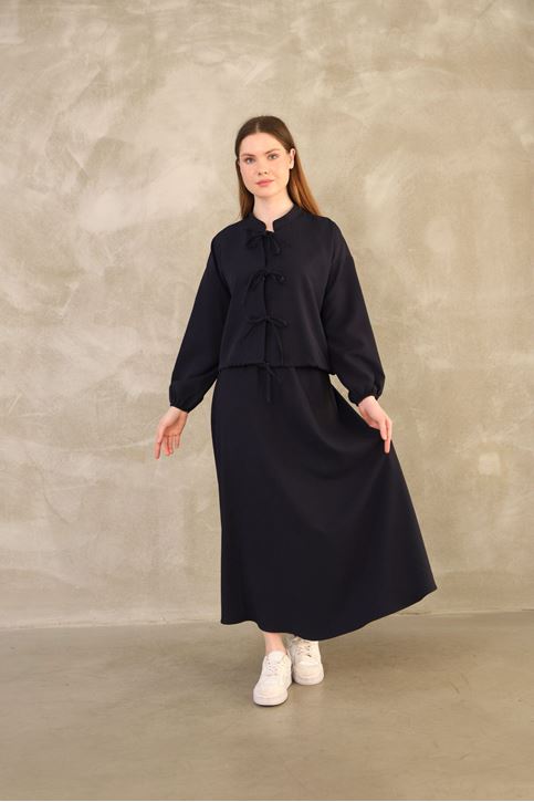 Üç Bağcıklı Etekli Takım-Lacivert