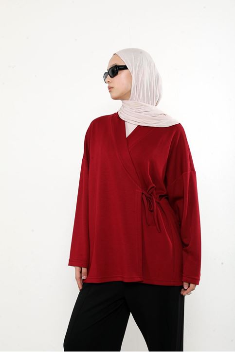 Ön Bağlamalı Tunik-Bordo