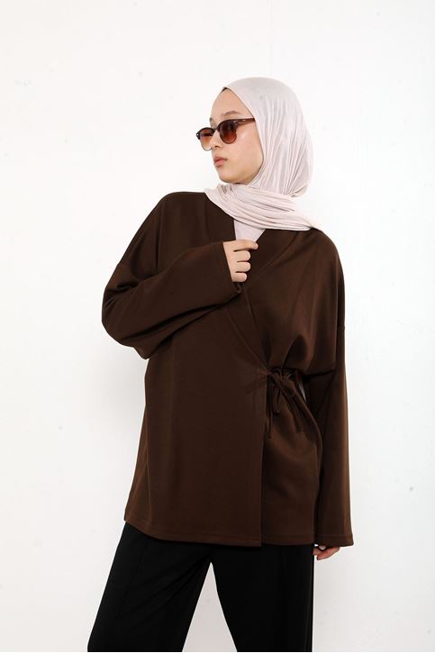 Ön Bağlamalı Tunik-Kahve