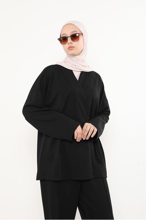 Ön Bağlamalı Oysho Tunik-Siyah