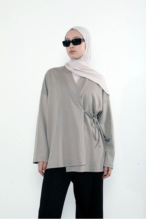 Ön Bağlamalı Tunik-Vizon