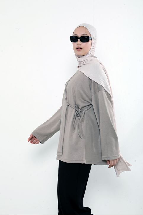 Ön Bağlamalı Tunik-Vizon