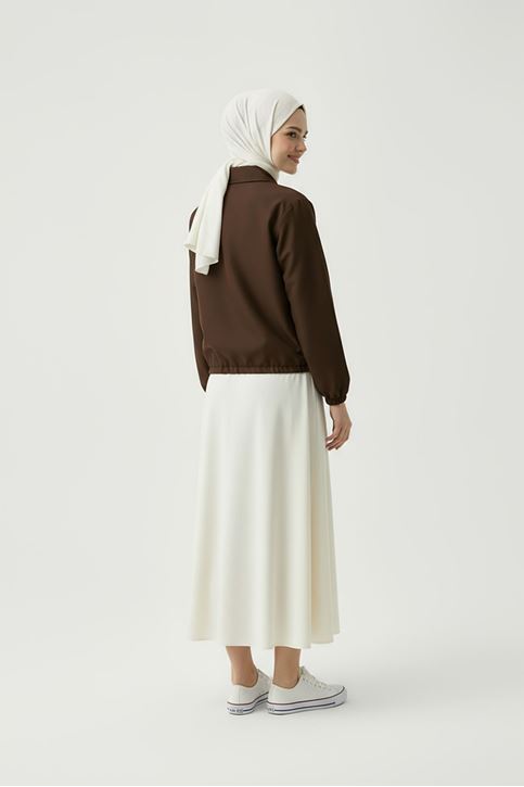 Flota Cep Fermuar Detay Trençkot-Kahve