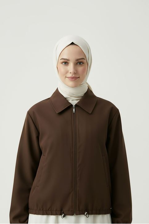 Flota Cep Fermuar Detay Trençkot-Kahve