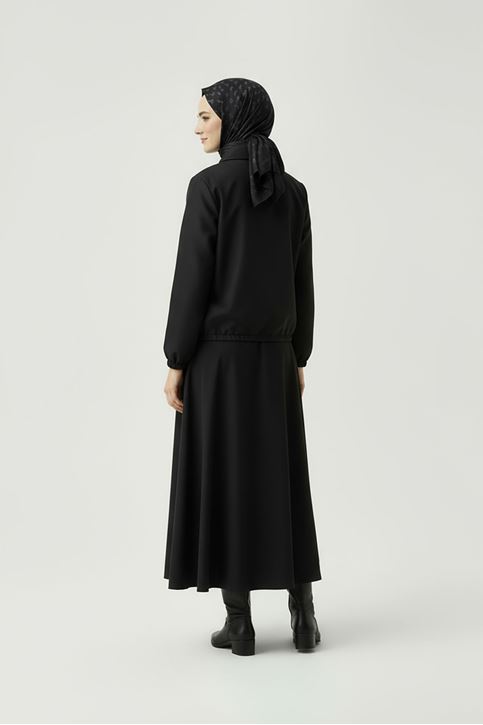 Flota Cep Fermuar Detay Trençkot-Siyah