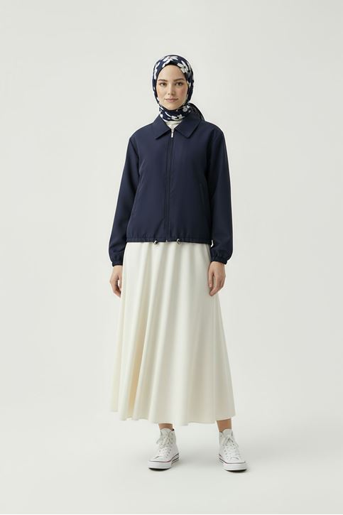 Flota Cep Fermuar Detay Trençkot-Lacivert