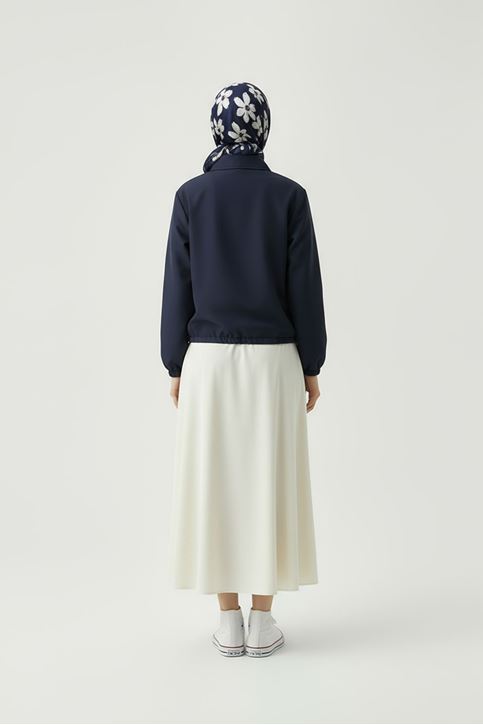 Flota Cep Fermuar Detay Trençkot-Lacivert