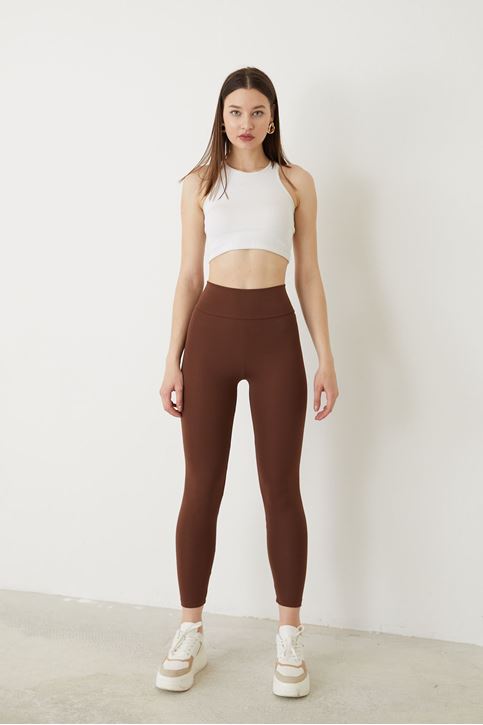 Geniş Kemer Tayt-Kahve