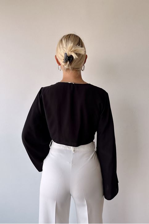 Bağlamalı Bluz-Siyah